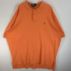 古着 90's/90年代 ポロバイラルフローレン Polo by Ralph Lauren 半袖 ポロシャツ ロゴ 刺繍 2ボタン 大きいサイズ XXL  オレンジ 無地 メンズ