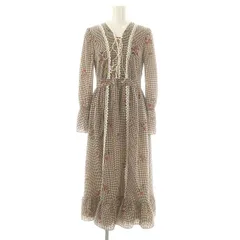 ミルク MILK ラ フィーユ dress ブラウンチェックフラワー ワンピース ミモレ ロング レース F 白 ホワイト 茶 ブラウン /AT ■OS ■SHのサムネイル