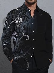 総柄 ドレスシャツ 長袖シャツ 295 黒 派手 Yシャツ 柄シャツ スーツ ホスト ヤクザ ヤンキー オラオラ系 悪羅悪羅 服 メンズ ファッション