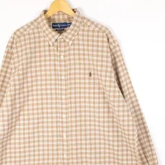 古着 大きいサイズ 旧タグ 90's ラルフローレン 長袖ボタンダウンシャツ メンズUS-2XLサイズ tn-2001n