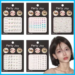 Neiang ラインストーン シール 5枚セット フェイスステッカー 3D 光る ラインストーン デコシール 貼り付け可能 クリスタル キラキラ シール 顔面デコ デコパーツ 携帯電話装飾 DIY用品 手芸用品（月＋星+蝶々+円形+涙+ネクタイ+ダイヤ+ラウン