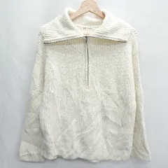 ◇ ⊇ NATURAL BEAUTY BASIC ハーフジップ 長袖 ニット セーター サイズM アイボリー系 レディース E  【1502030013191】