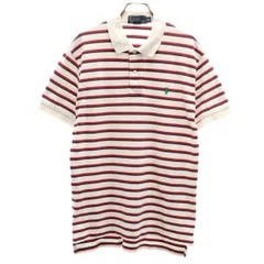 Polo by Ralph Lauren ポロバイラルフローレン ボーダー 半袖 ポロシャツ M ホワイト メンズ 古着