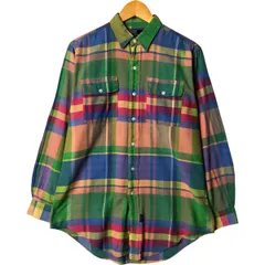 古着 ラルフローレン Ralph Lauren POLO by Ralph Lauren マドラスチェック 長袖 コットンチェックシャツ メンズM相当/eaa583708