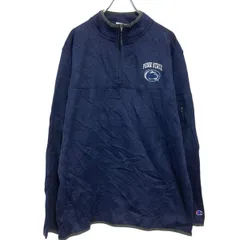Champion ハーフジップ ニット トレーナー L ネイビー チャンピオン ワンポイントロゴ 古着卸 アメリカ仕入 a703-5206