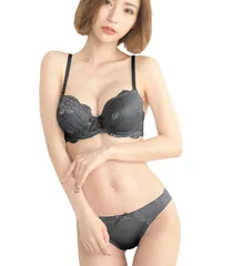 [Chica Hurra] ダークグレー C75 レディース ブラ ブラジャー ショーツ 上下 セット 3/4 カップ 上品 清楚 レース 女性 下着 ブラジャーパンティセット 女性用下着ブラジャー シンプルデザイン じょせい下着 [ダークグレー] [C75]