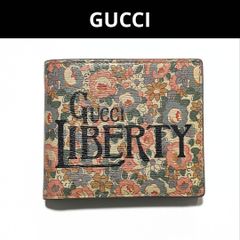 グッチ レザー リバティコラボ 限定品 二つ折り財布 アイボリー