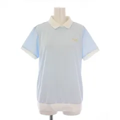 ビームスゴルフ BEAMS GOLF PURPLE LABEL ゴルフウェア 襟付きギンガムチェックプルオーバー カットソー 半袖 レギュラーカラー ストレッチ 切替 ロゴ L 水色 ライトブルー 白 ホワイト 85-02-0043-444 /BB