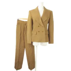 ポールスミスウィメン Paul Smith WOMEN スーツ セットアップ 2点セット テーラードジャケット ダブルボタン 総裏地 スラックスパンツ ワイド 38 M 茶 ブラウン /AO2 ■GY19のサムネイル