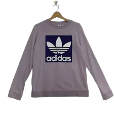 adidas/アディダス トレフォイルロゴ スウェット トレーナー 長袖 フロント刺繍 オーバーサイズ ビッグシルエット インドネシア製 メンズ l パープル