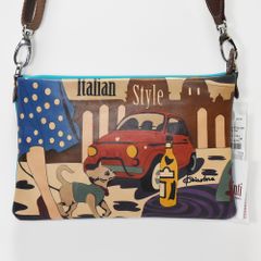 I Dipinti di baiadera ショルダーバッグ 斜め掛け サコッシュ レザー 牛革 カーフ ナポリの職人とイタリアの画家がコラボしたアートレザー