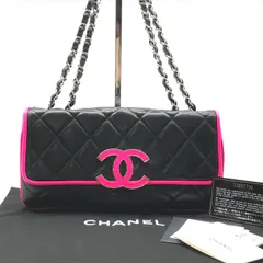 美品 CHANEL シャネル ココマーク マトラッセ ラムスキン バイカラー ブラック ピンク SV金具 チェーン ショルダー バッグ Bag a9022