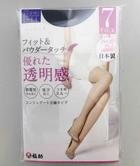 7足組 L～XL ★ 福助 FUKUSKE パンティストッキング ブラック 日本製 パンスト 黒 セット フクスケ つま先スルー 静電気防止 吸汗 LL 大きいサイズ XL