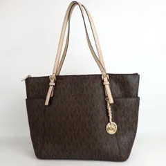 【MICHAEL KORS】マイケルコース MK柄 総柄 MKロゴ トートバッグ ブラウン レザー レディース【中古】8-5 41684