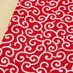 約110×50cm　和柄 唐草 からくさ シーチング生地 35064-3C レッド　生地 布地 布 ハンドメイド