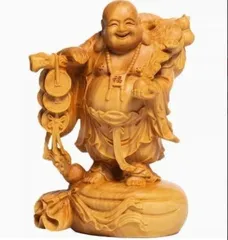 布袋様木彫り彫刻【黄金楠木彫】 Amazon.co.jp: Lhyxuuk 布袋様 置物 風水グッズ 弥勒菩薩 仏像 木彫り