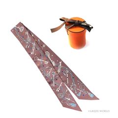 HERMES ツイリー Twilly Les Cles A Pois blanc marron