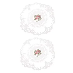 uxcell 2個セット レトロレースプレースパッド フレンチクロシェドイリーラウンド刺繍ホローカップ花瓶テーブルマ ット ダイニングテーブルキッチンパーティー用 28x28cm ホワイト