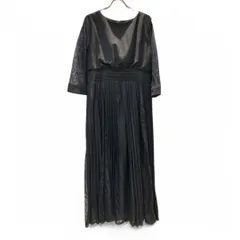 美品 POURVOUS COLLECTION プルーヴー レーススリーブ ロングドレス ブラック サイズ4L 大きいサイズ ゆったりサイズ オールシーズン フォーマル プリーツ レディース ゴーゴー古着マルイ草加店 183HK