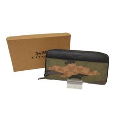 【東店85-1081-2505】【店舗併売】COACH コーチ カモフラージュ柄 迷彩 長財布 グリーン系 ブラック F87189