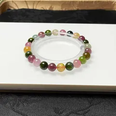 夢色 EU製 ★ミックスカラートルマリン★アクセサリー ブレスレット パワーストーン 天然石B 約7.2-7.7mm ZZ1601