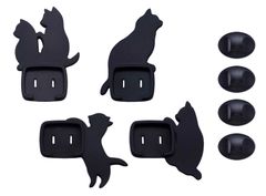【人気商品】Denki Kasei)スマイルキッズ ねこのコンセントカバー 旭電機化成(Asahi 4個組 AKN-1804 ブラック