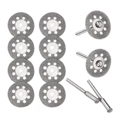 【数量限定】YFFSFDC 丸穴ミニダイヤモンドカッター 直径22mm×10枚 ダイヤモンドカッティングディスク 2.35mm軸×2本＋3mm軸×2本 ダイヤモンドビットブレードセット ミニルーター/ルーター/リューター用