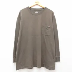 XL/古着 ディッキーズ Dickies 長袖 Tシャツ メンズ 胸ポケット付き 大きいサイズ コットン クルーネック 茶系 ブラウン 25jun21 中古