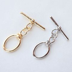 1個 真鍮製 金アレ対応 14KGP 本金メッキ 楕円 結び マンテル 留め具 連結 クラスプ チャーム アクセサリーパーツ コネクター 手芸 ハンドメイド