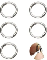 【在庫処分】[Mesanda] チタン合金 キーリング 二重リング キーホルダー リング 平キーリング 外径 10mm/12mm/14mm/18mm/25mm 二重リングキーホルダー 軽量 頑丈 防錆 脱落防止 紛失防止 シルバー (12mm/5個入り