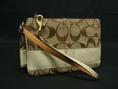 ■美品■ COACH コーチ 40028 シグネチャー キャンバス×レザー マルチケース マルチポーチ 小物入れ リストレット ブラウン系 DH1093