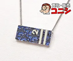 【質コニシ】【Dior/ディオール】トロッター プレート ネックレス ブルー 青 シルバーカラー アクセサリー【送料込み】m0161b