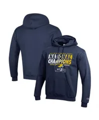 【送料無料】 チャンピオン メンズ パーカー・スウェット フーディー アウター Men's Navy Michigan Wolverines College Football Playoff 2023 National Champions Helmet Pul