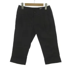 ミッシェルクラン MICHEL KLEIN パンツ ハーフパンツ 裾ダブル コットン混 ストレッチ ブラック 黒 36のサムネイル