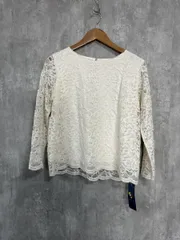 美品 a.v.v アーヴェヴェ 花柄 レース ロング カットソー sizeM/白 ■◇ レディース