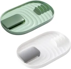【在庫処分】調理器具ホルダー 鍋蓋置き 鍋蓋スタンド おたまスタンド お玉置き 折り畳み式 吊り収納 汎用 多機能 蓋ホルダー 調理器具折り畳み式 キッチン用品 小型料理器具ホルダー 調理器具立て 料理器具【2個 グリーン 白】