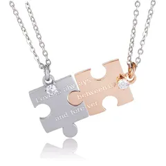 【人気商品】[felicitations] ペアネックレス カップル プレゼント ステンレス ジュエリー ネックレス メンズ レディース パズル BR-J068