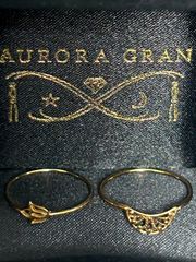 超目玉2点セットAURORA GRAN K10刻印ゴールドリング黄金サイズBOX