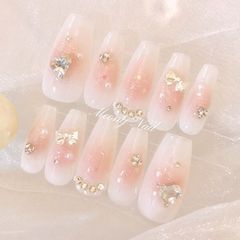 ネイルチップ さくらんぼ 青 韓国 チェック リボン Y2k 水色 ちゅるん