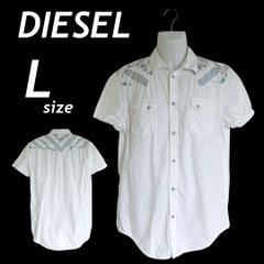 DIESEL ディーゼル メンズ 半袖シャツ L 綿 コットン ウエスタン風  RN 93243 CA 25594 花柄 ホワイト激 (E031)★