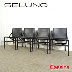 ◾︎SELUNO◾︎ 【展示良品】Cassina カッシーナ  471 PILOTTA / ピロッタ アームレスチェア 4脚セット / X黒本革 120万 v470