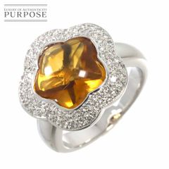 リング 12号 シトリン ダイヤ 0.43ct K18 WG ホワイトゴールド 750  