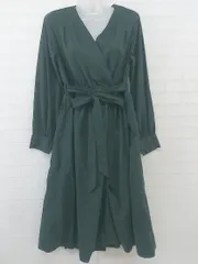 ◇ ◎ RAY CASSIN レイカズン カシュクール 長袖 膝下丈 ワンピース サイズF グリーン レディース P  【中古】 【1209160006016】