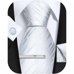 [FACIACC] 結婚式 冠婚葬祭 ネクタイ メンズ シルク チーフ タイクリップ カフスボタン4点セット ドット フォーマル 父の日 黒/シルバー