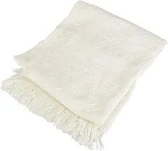 Doen Import ピクニックシート 145x85cm 2～3人用 厚手 北欧風 インスタ映え 公園 遠足 キャンプ フリンジ 絨毯(ホワイト)