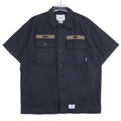 WTAPS ダブルタップス 18SS BUDS SS/SHIRT.COTTON.SATIN 181WVDT-SHM03 バッツ ショート スリーブ シャツ コットン サテン ネイビー 半袖 サイズ02(M) julz