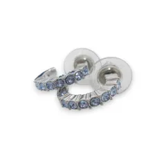 美品 SWAROVSKI スワロフスキー Beth フープピアス アクセサリー ブルー×シルバー レディース 古着 中古 USED