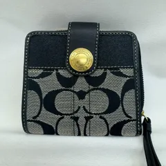 K【中古】COACH コーチ 財布 折りたたみ財布 二つ折り財布 ブラック  黒