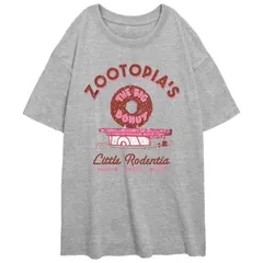 【送料無料】 ディズニー レディース Tシャツ トップス Disney's Zootopia The Big Donut Juniors' Oversize Graphic Tee Athletic Heather