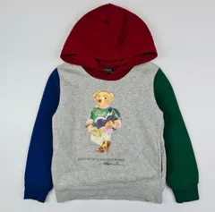 良品★POLO Ralph Lauren・ポロラルフローレン チルドレン ポロベアープリント マルチカラー プルオーバー パーカー ユニセックス(120㎝)ボーイズ ガールズ チルドレン スウェットパーカー スウェット 秋冬物 アウター トップス ブランド